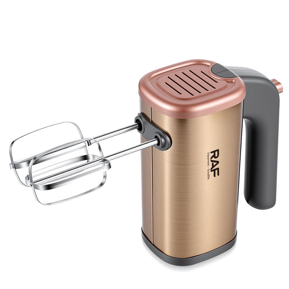 Handheld Electric Mixer with 5-Speed Control and Stainless Steel Attachments for Baking, Whipping Cream, Beating Eggs, and Kneading Dough in Home Kitchens (Champagne)