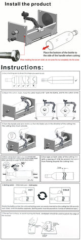 Multifunctional Glass Bottle Cutter with Hand Crank Wheel, Adjustable Stainless Steel Cutting Tool for DIY Crafting, Horizontal and Vertical Cutting of Round and Square Bottles up to 325mm, Ideal for Home Decor Projects (Silver)