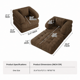 Foldable Multi-Functional Lounger Sofa with Corduroy Cover and High-Density Foam for Living Room Relaxation, Napping, and Lounging (Brown)