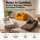 Foldable Multi-Functional Lounger Sofa with Corduroy Cover and High-Density Foam for Living Room Relaxation, Napping, and Lounging (Brown)