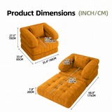 Foldable Multi-Functional Lounger Sofa with Corduroy Cover and High-Density Foam for Living Room Relaxation, Napping, and Lounging (Brown)