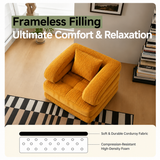Foldable Multi-Functional Lounger Sofa with Corduroy Cover and High-Density Foam for Living Room Relaxation, Napping, and Lounging (Brown)