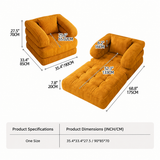 Foldable Multi-Functional Lounger Sofa with Corduroy Cover and High-Density Foam for Living Room Relaxation, Napping, and Lounging (Orange)