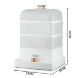 Three-Tier Electric Food Steamer with 12L Capacity, 1200W Fast Heating, Transparent Baskets for Simultaneous Cooking of Seafood, Meat, Vegetables, Dumplings and Desserts in Home Kitchens (White)