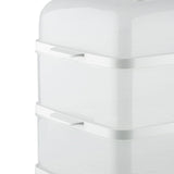 Three-Tier Electric Food Steamer with 12L Capacity, 1200W Fast Heating, Transparent Baskets for Simultaneous Cooking of Seafood, Meat, Vegetables, Dumplings and Desserts in Home Kitchens (White)