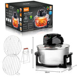Three-in-One Visual Convection Air Fryer with 12L Large Capacity, 360° Circulating Heat, Low-Oil Cooking for Roast Chicken, Fries, Wings, Pizza and Daily Family Meals (Transparent)
