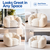 Cozy Bean Bag Sofa with Soft Corduroy Cover and High-Density Foam Filling for Living Room Bedroom Balcony Relaxation (Blush)