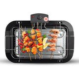 2000W Electric Indoor Smoker Grill with Detachable Rack and Adjustable Heights for Home Kitchen Balcony and Small Outdoor Gatherings (Black)