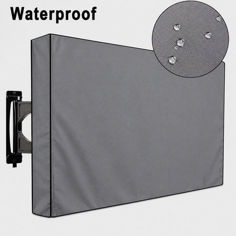 Weatherproof Outdoor Wall-Mounted TV Cover, 210D Oxford Fabric, Dustproof, Waterproof, and UV-Resistant for Patio, Terrace, and BBQ Area Use (60"-65"(147×94×13cm), Grey)