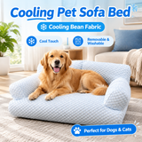 Cooling Pet Sofa Bed for Cats and Dogs, Breathable Ice Silk Bean Fabric with Supportive Edges, Removable Washable Cover, Non-Slip Bottom, Ideal for Summer Lounging in Living Rooms and Bedrooms (Light Green, XL)