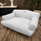 Cooling Pet Sofa Bed for Cats and Dogs, Breathable Ice Silk Bean Fabric with Supportive Edges, Removable Washable Cover, Non-Slip Bottom, Ideal for Summer Lounging in Living Rooms and Bedrooms (Light Grey, XL)