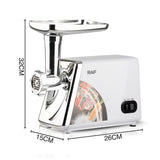 Electric Meat Grinder with Stainless Steel Blades and Metal Hopper for Home Kitchen Mincing, Sausage Stuffing and Kibbeh Making (White)
