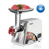 Electric Meat Grinder with Stainless Steel Blades and Metal Hopper for Home Kitchen Mincing, Sausage Stuffing and Kibbeh Making (White)
