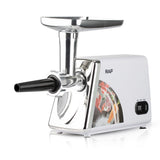 Electric Meat Grinder with Stainless Steel Blades and Metal Hopper for Home Kitchen Mincing, Sausage Stuffing and Kibbeh Making (White)
