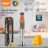 Handheld Immersion Blender with Stainless Steel Shaft and Four-Blade System for Smoothies, Baby Food, Soups, and Crushed Ice in Everyday Home Kitchens (Orange)