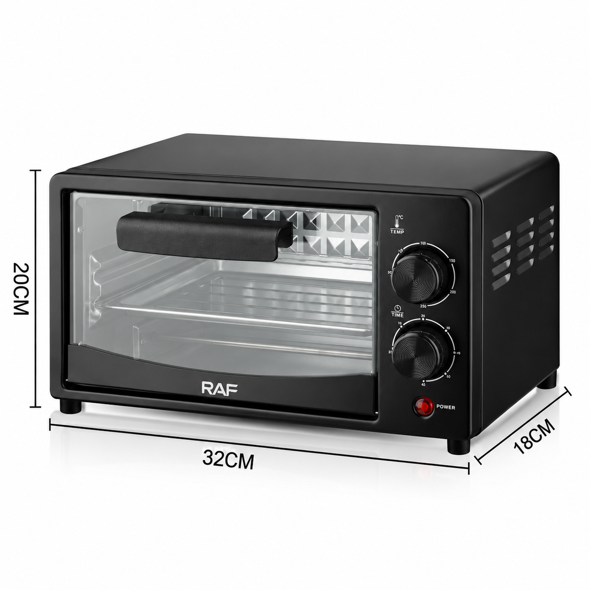 Compact 7L Countertop Electric Oven with Adjustable Temperature and Timer, Metal Housing, Visible Glass Door, Perfect for Toasting Bread and Roasting Small Meals at Home (Beige)