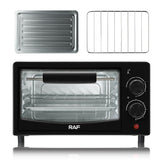 Compact 7L Countertop Electric Oven with Adjustable Temperature and Timer, Metal Housing, Visible Glass Door, Perfect for Toasting Bread and Roasting Small Meals at Home (Black)