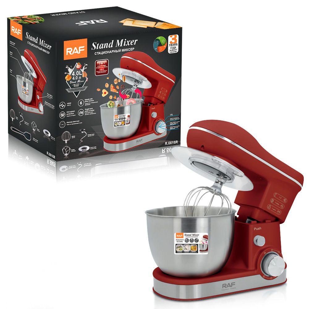Versatile Stand Mixer with 4.0L Stainless Steel Bowl and 1600W Motor for Home Baking, Dough Kneading, Whipping, and Mixing Tasks (Grey)