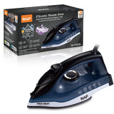 1200W Automatic Steam Iron with Ceramic Soleplate for Home Laundry, Garment Wrinkle Removal, Vertical Steaming, Spray and Self-Cleaning Functions (RoyalBlue)