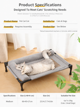Elevated Pet Cot with Bolster Cushion for Cats and Small Dogs, Breathable Mesh Bed for Indoor Living Room and Bedroom Comfort (Light Orange)