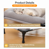 Elevated Pet Cot with Bolster Cushion for Cats and Small Dogs, Breathable Mesh Bed for Indoor Living Room and Bedroom Comfort (Light Orange)