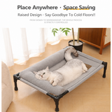 Elevated Pet Cot with Bolster Cushion for Cats and Small Dogs, Breathable Mesh Bed for Indoor Living Room and Bedroom Comfort (Light Orange)