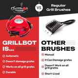Automatic Grill Cleaning Robot with Nylon Brushes for Effortless Removal of Grease, Burnt Residue and Food Debris on Any Size Barbecue Grill, Ideal Gift for BBQ Lovers (Black)