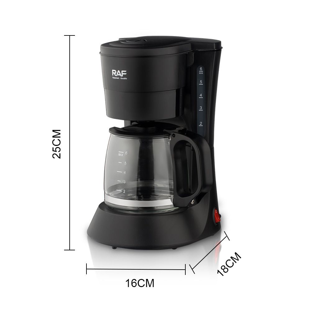 Compact Drip Coffee Maker with 600ml Glass Carafe, 600W Fast Brewing System, Anti-Drip Design for Home Office Kitchen Daily Use (Black)
