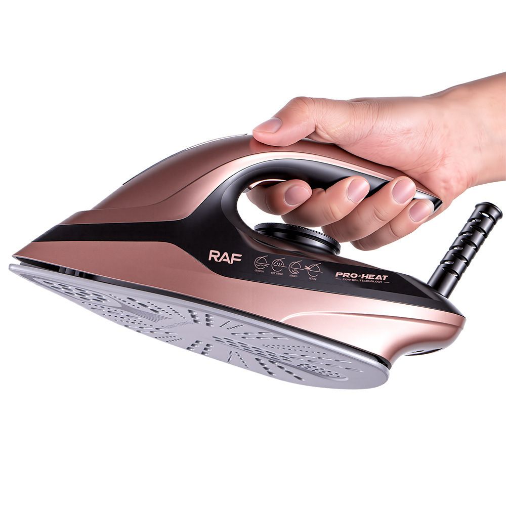 Split-Type Electric Steam Iron with Ceramic Soleplate and 1.5L Water Tank for Home Garment Steaming and Vertical Ironing of Silk Wool and Delicate Fabrics (RoseGold)