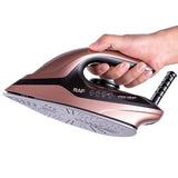 Split-Type Electric Steam Iron with Ceramic Soleplate and 1.5L Water Tank for Home Garment Steaming and Vertical Ironing of Silk Wool and Delicate Fabrics (RoseGold)