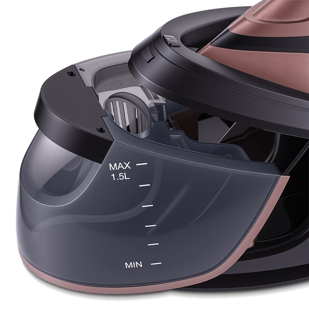 Split-Type Electric Steam Iron with Ceramic Soleplate and 1.5L Water Tank for Home Garment Steaming and Vertical Ironing of Silk Wool and Delicate Fabrics (RoseGold)
