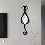 Black Cat-Shaped Clock Home Decor Clock Unique Wall Clock High-Quality Clock Cat