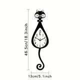 Black Cat-Shaped Clock Home Decor Clock Unique Wall Clock High-Quality Clock Cat