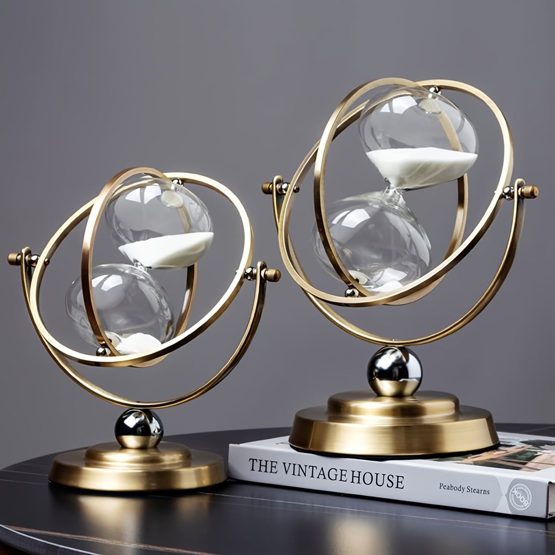 White Black Rotating Hourglass Clock Home Decor Time-Keeping Device High-Quality Materials