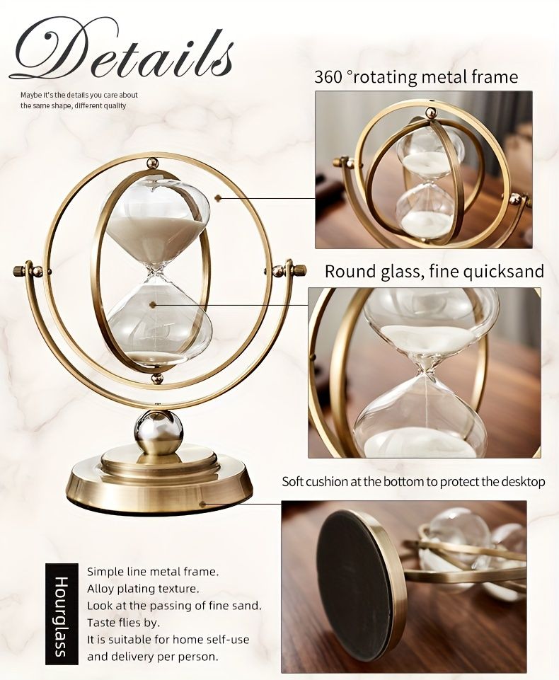 White Black Rotating Hourglass Clock Home Decor Time-Keeping Device High-Quality Materials