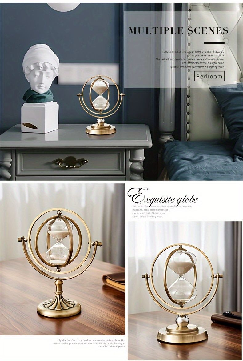 White Black Rotating Hourglass Clock Home Decor Time-Keeping Device High-Quality Materials