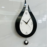 Black Teardrop Wall Clock Modern Clock Silent Wall Clock Home Decor Office Decor