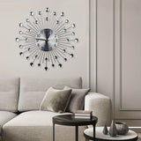 Silver Black Silver Wall Clock Sunburst Wall Clock Home Decor Clock Modern Wall Clock