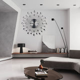 Silver Black Silver Wall Clock Sunburst Wall Clock Home Decor Clock Modern Wall Clock
