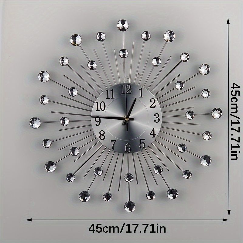 Silver Black Silver Wall Clock Sunburst Wall Clock Home Decor Clock Modern Wall Clock