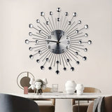 Silver Black Silver Wall Clock Sunburst Wall Clock Home Decor Clock Modern Wall Clock