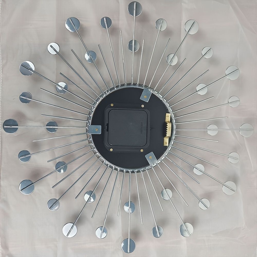 Silver Black Silver Wall Clock Sunburst Wall Clock Home Decor Clock Modern Wall Clock