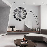 Black Blue Floral Wall Clock Crystal Wall Clock Silent Wall Clock Home Decor Clock Elegant