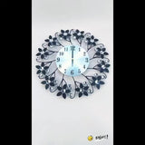 Black Blue Floral Wall Clock Crystal Wall Clock Silent Wall Clock Home Decor Clock Elegant