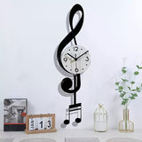 White Brown Treble Clef Wall Clock Music Themed Wall Clock Unique Home Decor Clock Office