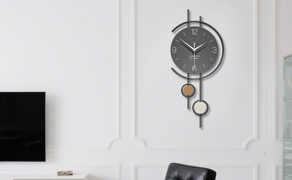 Gray 金色(Gold) Gold Geometric Wall Clock Modern Wall Clock Home Decor Clock Silent Clock