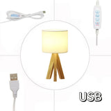 Beige tripod table lamp, bedside lamp, desk lamp, home lighting, wooden lamp, fabric shade lamp, contemporary lamp, Australia