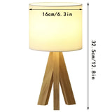 Beige tripod table lamp, bedside lamp, desk lamp, home lighting, wooden lamp, fabric shade lamp, contemporary lamp, Australia