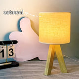 Beige tripod table lamp, bedside lamp, desk lamp, home lighting, wooden lamp, fabric shade lamp, contemporary lamp, Australia