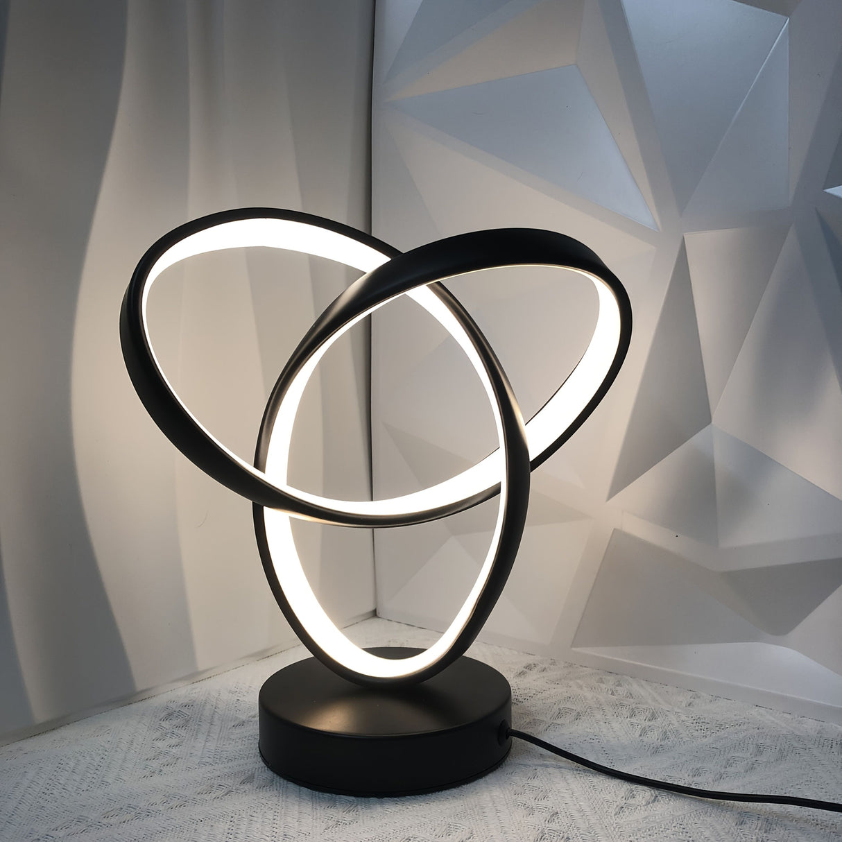 Black Red Modern Table Lamp Intertwined Ring Lamp Ambient Lighting Home Decor Light